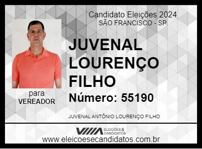 Candidato JUVENAL LOURENÇO FILHO 2024 - SÃO FRANCISCO - Eleições