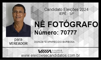 Candidato NÊ FOTÓGRAFO 2024 - IEPÊ - Eleições