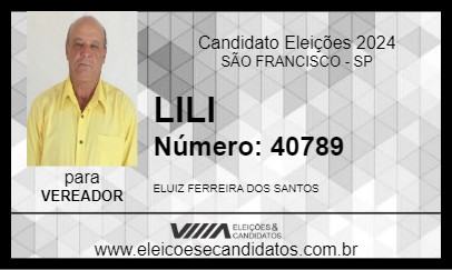 Candidato LILI 2024 - SÃO FRANCISCO - Eleições