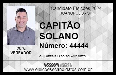 Candidato CAPITÃO SOLANO 2024 - JOANÓPOLIS - Eleições