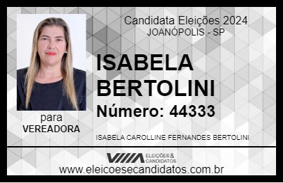 Candidato ISABELA BERTOLINI 2024 - JOANÓPOLIS - Eleições