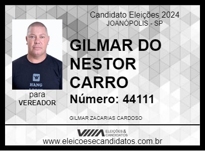 Candidato GILMAR DO NESTOR CARRO 2024 - JOANÓPOLIS - Eleições