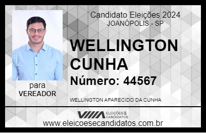 Candidato WELLINGTON CUNHA 2024 - JOANÓPOLIS - Eleições