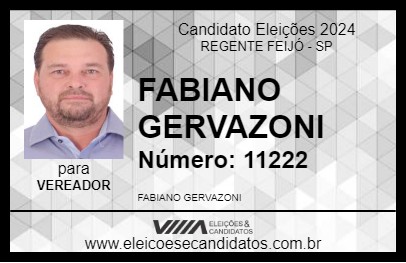 Candidato FABIANO GERVAZONI 2024 - REGENTE FEIJÓ - Eleições