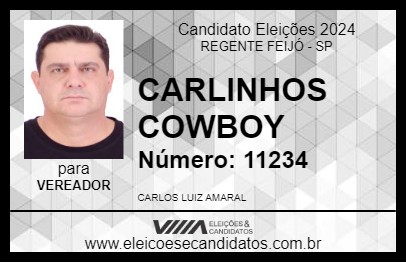 Candidato CARLINHOS COWBOY 2024 - REGENTE FEIJÓ - Eleições