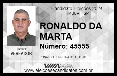 Candidato RONALDO DA MARTA 2024 - TIMBURI - Eleições