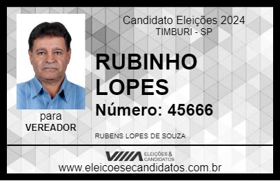 Candidato RUBINHO LOPES 2024 - TIMBURI - Eleições