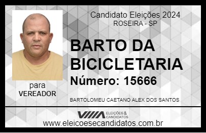 Candidato BARTO DA BICICLETARIA 2024 - ROSEIRA - Eleições