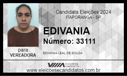 Candidato EDIVANIA 2024 - ITAPORANGA - Eleições