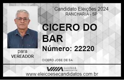 Candidato CICERO DO BAR 2024 - RANCHARIA - Eleições