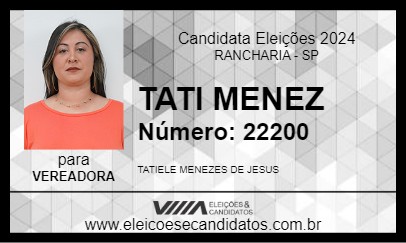 Candidato TATI MENEZ 2024 - RANCHARIA - Eleições