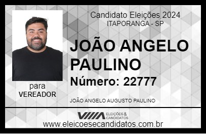 Candidato JOÃO ANGELO PAULINO 2024 - ITAPORANGA - Eleições