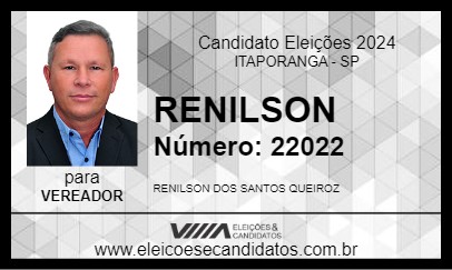 Candidato RENILSON QUEIROZ 2024 - ITAPORANGA - Eleições