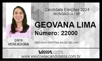 Candidato GEOVANA LIMA 2024 - MONGAGUÁ - Eleições