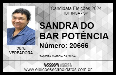 Candidato SANDRA DO BAR POTÊNCIA 2024 - IBITINGA - Eleições