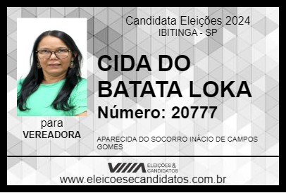 Candidato CIDA DO BATATA LOKA 2024 - IBITINGA - Eleições