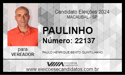 Candidato PAULINHO 2024 - MACAUBAL - Eleições