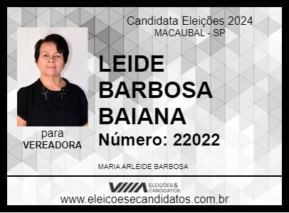 Candidato LEIDE BARBOSA  BAIANA 2024 - MACAUBAL - Eleições