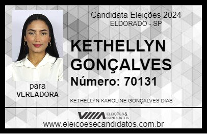 Candidato KETHELLYN GONÇALVES 2024 - ELDORADO - Eleições