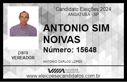 Candidato ANTONIO SIM NOIVAS 2024 - ANGATUBA - Eleições