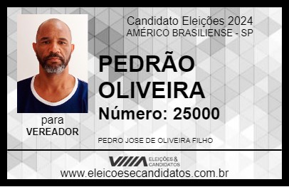 Candidato PEDRÃO OLIVEIRA 2024 - AMÉRICO BRASILIENSE - Eleições