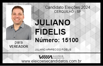 Candidato JULIANO FIDELIS 2024 - CERQUILHO - Eleições