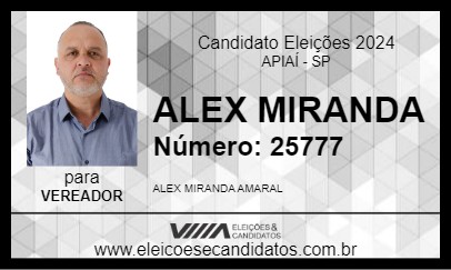 Candidato ALEX MIRANDA 2024 - APIAÍ - Eleições