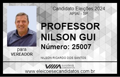 Candidato PROFESSOR NILSON GUI 2024 - APIAÍ - Eleições