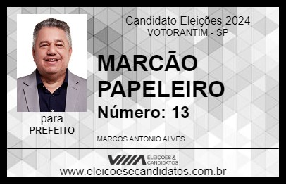 Candidato MARCÃO PAPELEIRO 2024 - VOTORANTIM - Eleições