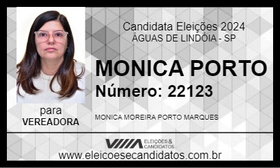 Candidato MONICA PORTO 2024 - ÁGUAS DE LINDÓIA - Eleições