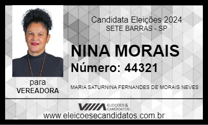 Candidato NINA MORAIS 2024 - SETE BARRAS - Eleições