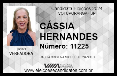 Candidato CÁSSIA HERNANDES 2024 - VOTUPORANGA - Eleições