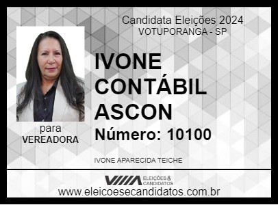 Candidato IVONE CONTÁBIL ASCON 2024 - VOTUPORANGA - Eleições