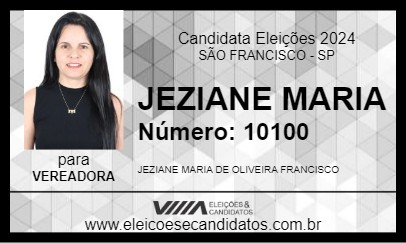 Candidato JEZIANE MARIA 2024 - SÃO FRANCISCO - Eleições