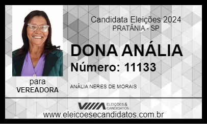 Candidato DONA ANÁLIA 2024 - PRATÂNIA - Eleições