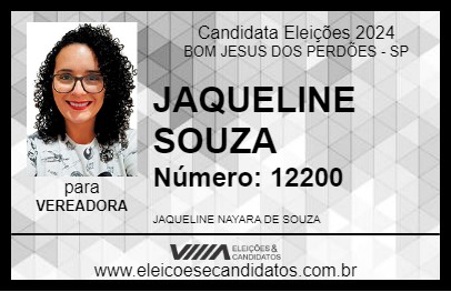 Candidato JAQUELINE SOUZA 2024 - BOM JESUS DOS PERDÕES - Eleições