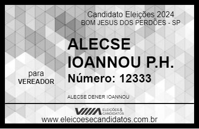 Candidato ALECSE IOANNOU P.H. 2024 - BOM JESUS DOS PERDÕES - Eleições