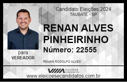 Candidato RENAN ALVES PINHEIRINHO 2024 - TAUBATÉ - Eleições