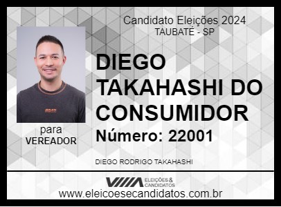 Candidato DIEGO TAKAHASHI DO CONSUMIDOR 2024 - TAUBATÉ - Eleições