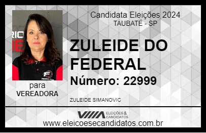 Candidato ZULEIDE DO FEDERAL 2024 - TAUBATÉ - Eleições