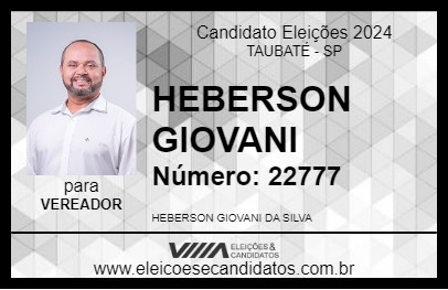 Candidato HEBERSON GIOVANI 2024 - TAUBATÉ - Eleições