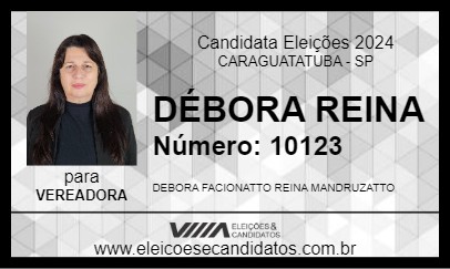 Candidato DÉBORA REINA 2024 - CARAGUATATUBA - Eleições