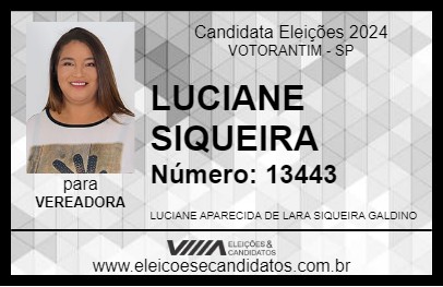 Candidato LUCIANE SIQUEIRA 2024 - VOTORANTIM - Eleições