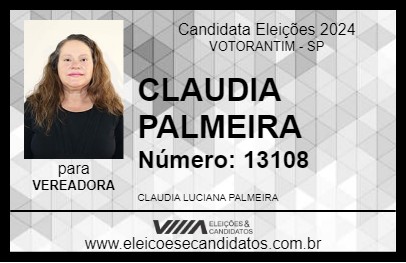 Candidato PROFESSORA CLAUDIA PALMEIRA 2024 - VOTORANTIM - Eleições