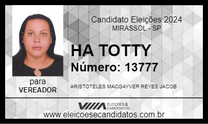 Candidato HA TOTTY 2024 - MIRASSOL - Eleições