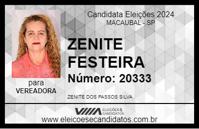 Candidato ZENITE FESTEIRA 2024 - MACAUBAL - Eleições