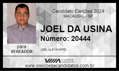 Candidato JOEL DA USINA 2024 - MACAUBAL - Eleições