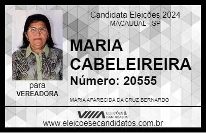 Candidato MARIA CABELEIREIRA 2024 - MACAUBAL - Eleições