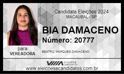 Candidato BIA DAMACENO 2024 - MACAUBAL - Eleições