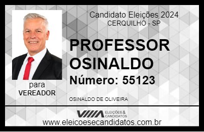 Candidato PROFESSOR OSINALDO 2024 - CERQUILHO - Eleições